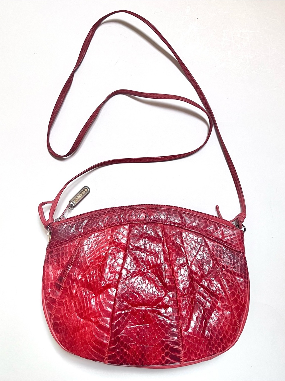 Vintage 1980's Palizzio Red Snakeskin Purse Shoulder Bag